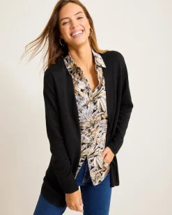 Tommy Bahama Addison Beach Linen-Blend Cardigan Black