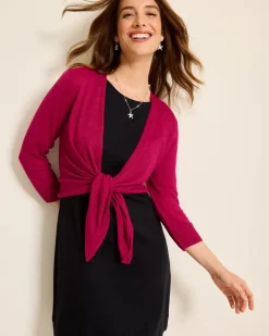 Tommy Bahama Addison Linen-Blend Cardigan Pink Papaya Outlet