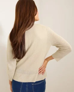 Tommy Bahama Addison Shimmer Linen-Blend Cardigan Soft Gold Clearance