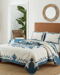 Tommy Bahama Aloha Pineapple King Quilt Blue Outlet