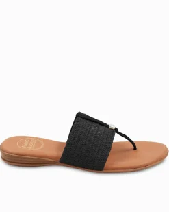 Tommy Bahama André Assous Nice Stretch-Raffia Featherweights™ Sandals Black Best