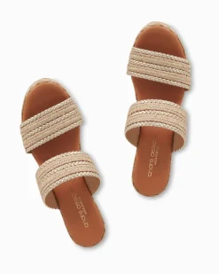 Tommy Bahama André Assous Nolita Metallic Raffia Wedges Natural/Platino Stripe Discount