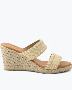 Tommy Bahama André Assous Nolita Stitched Raffia Wedges Sand