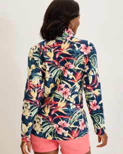 Tommy Bahama Aruba Flora Amora Half-Zip Sweatshirt Island Navy Outlet