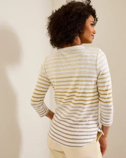 Tommy Bahama Ashby Isles Horizon Stripe 3/4-Sleeve T-Shirt Travertine Hot