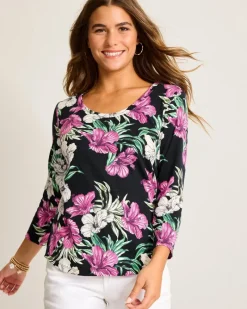 Tommy Bahama Ashby Isles Villa Garden 3/4-Sleeve T-Shirt Black Outlet