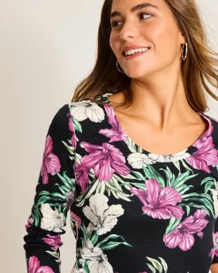 Tommy Bahama Ashby Isles Villa Garden 3/4-Sleeve T-Shirt Black Outlet