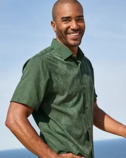 Tommy Bahama Bali Border Silk Camp Shirt Emerald Online