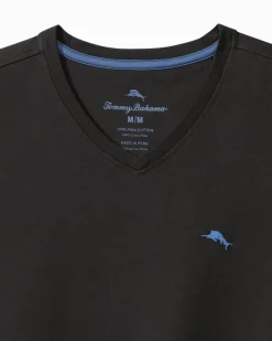 Tommy Bahama Bali Skyline Long-Sleeve V-Neck T-Shirt Black Sale