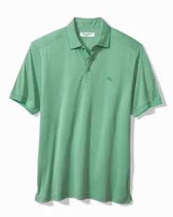 Tommy Bahama Bay Stripe IslandZone® Polo Aqua Verde New