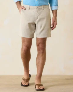 Tommy Bahama Beach Coast Linen-Blend Flat-Front 8-Inch Shorts Stone Khaki Online