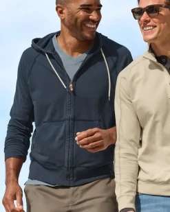 Tommy Bahama Ben & Terry Full-Zip Sweatshirt Ocean Deep Discount