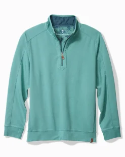 Tommy Bahama Ben & Terry Half-Zip Sweatshirt Bristol Blue Clearance