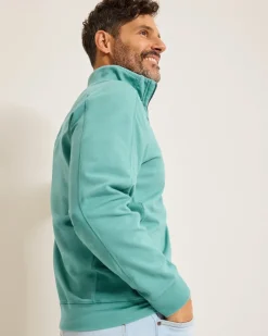 Tommy Bahama Ben & Terry Half-Zip Sweatshirt Bristol Blue Clearance