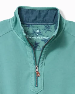 Tommy Bahama Ben & Terry Half-Zip Sweatshirt Bristol Blue Clearance