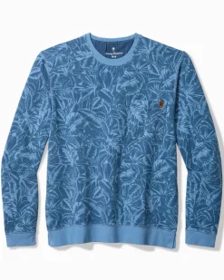 Tommy Bahama Ben & Terry Twilight Palms Crew Sweatshirt Buccaneer Blue Hot