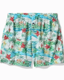 Tommy Bahama Big & Tall Woven Tropical Print Boxers Big Sky Blue Clearance