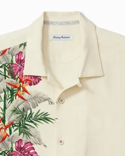 Tommy Bahama Bloom Terrace Silk Camp Shirt Vanilla Ice Discount