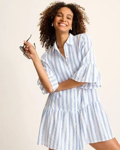 Tommy Bahama Bonita Stripe Coverup Shirt Dress Beaming Blue Sale