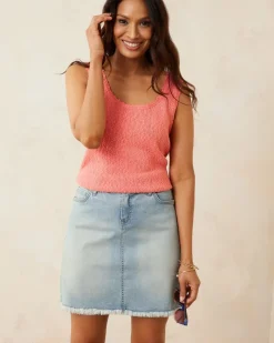 Tommy Bahama Boracay® Indigo Raw-Edge Skirt Bleach Wash New