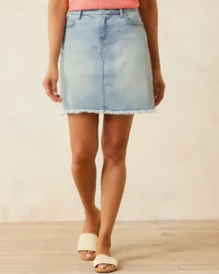 Tommy Bahama Boracay® Indigo Raw-Edge Skirt Bleach Wash New