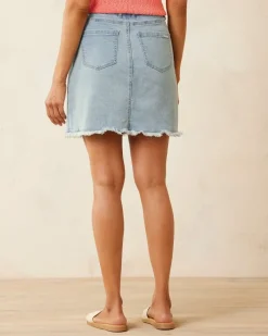 Tommy Bahama Boracay® Indigo Raw-Edge Skirt Bleach Wash New
