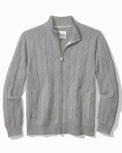 Tommy Bahama Capital Cable Full-Zip Cardigan Grey Heather