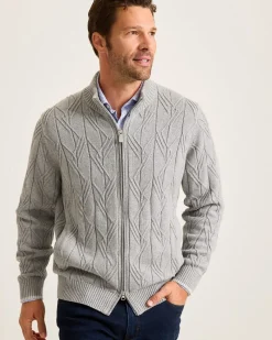 Tommy Bahama Capital Cable Full-Zip Cardigan Grey Heather