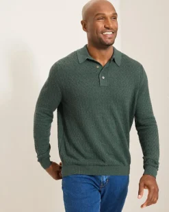 Tommy Bahama Capital Cable Sweater Polo Juniper Sale