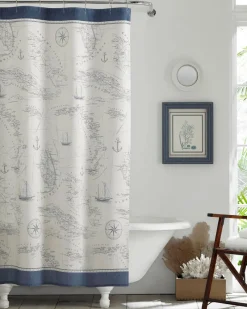 Tommy Bahama Caribbean Sea Lt-Pastel Shower Curtain Blue Discount