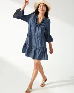 Tommy Bahama Embroidered Coverup Dress Chambray Outlet
