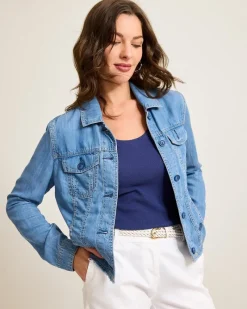Tommy Bahama Chambray O'lei Jacket Med Indigo Wash Best