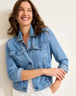 Tommy Bahama Chambray O'lei Jacket Med Indigo Wash Best