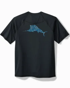 Tommy Bahama Chill Time Surf IslandZone® Short-Sleeve Rash Guard Jet Black Clearance