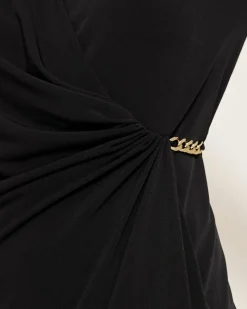 Tommy Bahama Clara 3/4-Sleeve Faux-Wrap Dress Black Hot