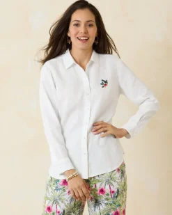 Tommy Bahama Coastalina Coastal Palms Linen Shirt White Clearance