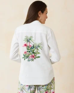 Tommy Bahama Coastalina Coastal Palms Linen Shirt White Clearance