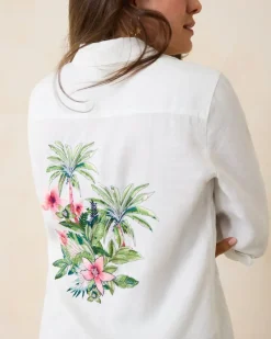 Tommy Bahama Coastalina Coastal Palms Linen Shirt White Clearance