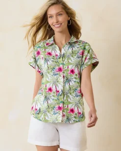 Tommy Bahama Coastalina Coastal Palms Linen Camp Shirt White Online