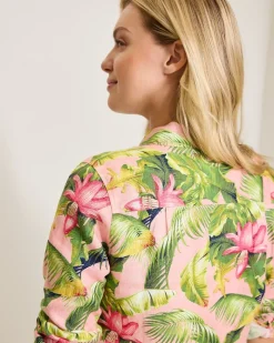 Tommy Bahama Coastalina Frond Royal Linen Shirt Coral Haze Discount