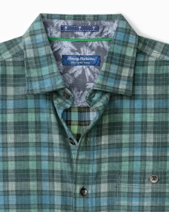 Tommy Bahama Coastline Cord Stretch Lagoon Check Shirt Deep Slate New