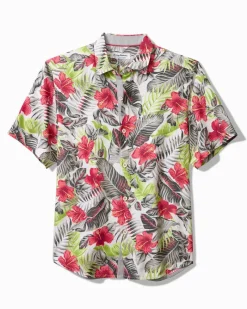 Tommy Bahama Coconut Point Hibiscus Shores IslandZone® Camp Shirt Summer Grey Best
