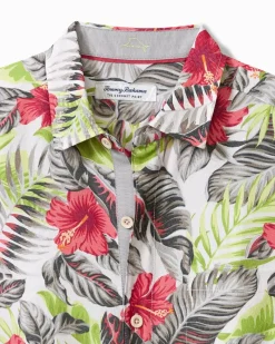 Tommy Bahama Coconut Point Hibiscus Shores IslandZone® Camp Shirt Summer Grey Best