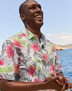 Tommy Bahama Coconut Point Hibiscus Shores IslandZone® Camp Shirt Summer Grey Best