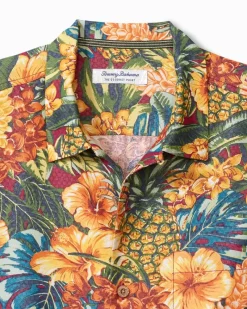 Tommy Bahama Coconut Point Sunset Canopy IslandZone® Camp Shirt Dark Sangria Best