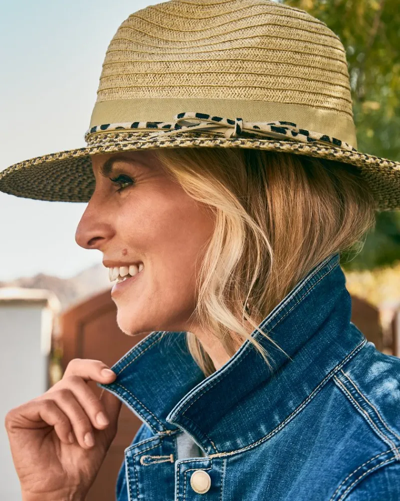 Tommy Bahama Color Block Fedora Tan New