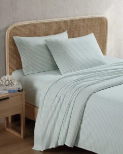 Tommy Bahama Cool Beach Stripe 4-Piece Queen Sheet Set Stripe Blue Outlet