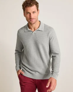 Tommy Bahama Coolside Harbor IslandZone® Sweater Polo Grey Heather New