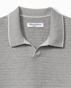 Tommy Bahama Coolside Harbor IslandZone® Sweater Polo Grey Heather New