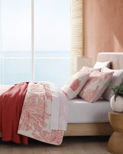 Tommy Bahama Coral Garden Reversible 2-Piece Twin Quilt Set Orange Discount
